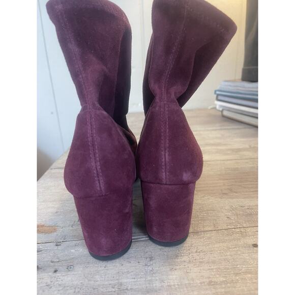 Stuart Weitzman Siggy 60 Sock Bootie Stretch Suede Heel Boot Burgundy US 5.5 NEW - Picture 8 of 10